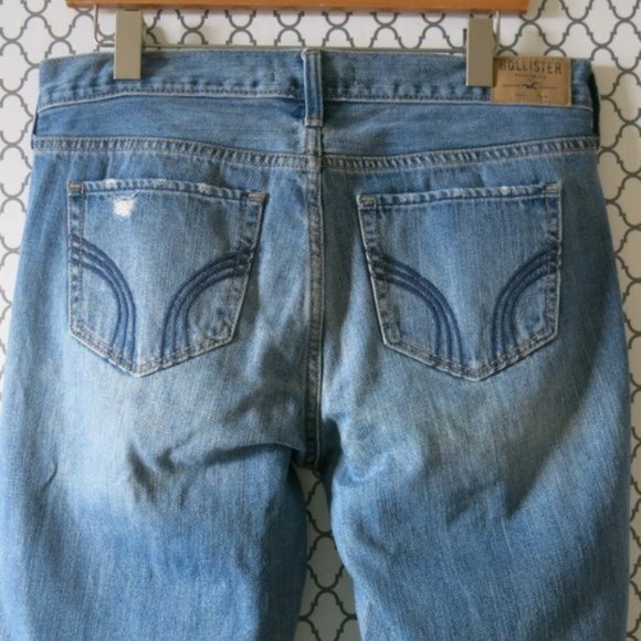 HOLLISTER Button Fly Destroyed Skinny Leg Crop Denim Jeans - Size 27 W - Picture 5 of 7